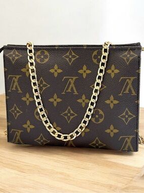 Vintage LOUIS VUITTON Monogram Toiletry 19 Pouch Clutch Bag Brown Authentic